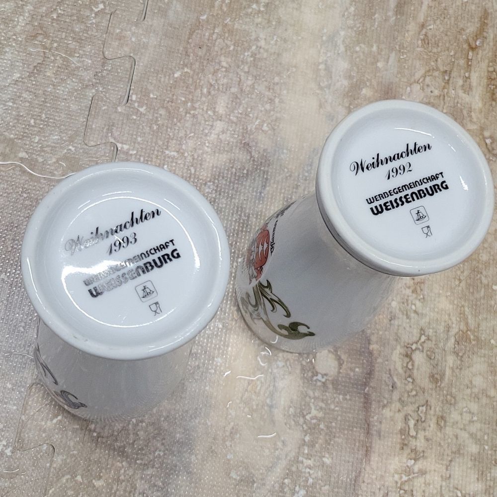 WEISSENBURG PILSNER BEER STEINS PAIR OF 2 (VINTAGE 1992, 1993) WEIHNACHTEN - Picture 4 of 6